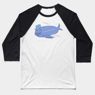 Flying Seal Airplane, Blue, Silly Animal Design, Funny Animal Baseball T-Shirt